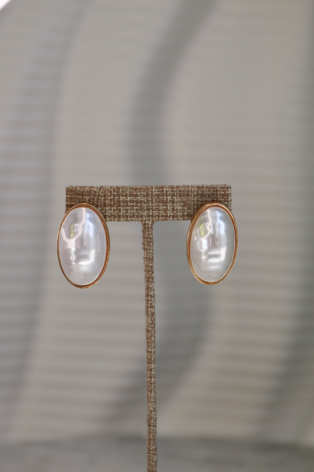 Oval Pearl Stud Earrings