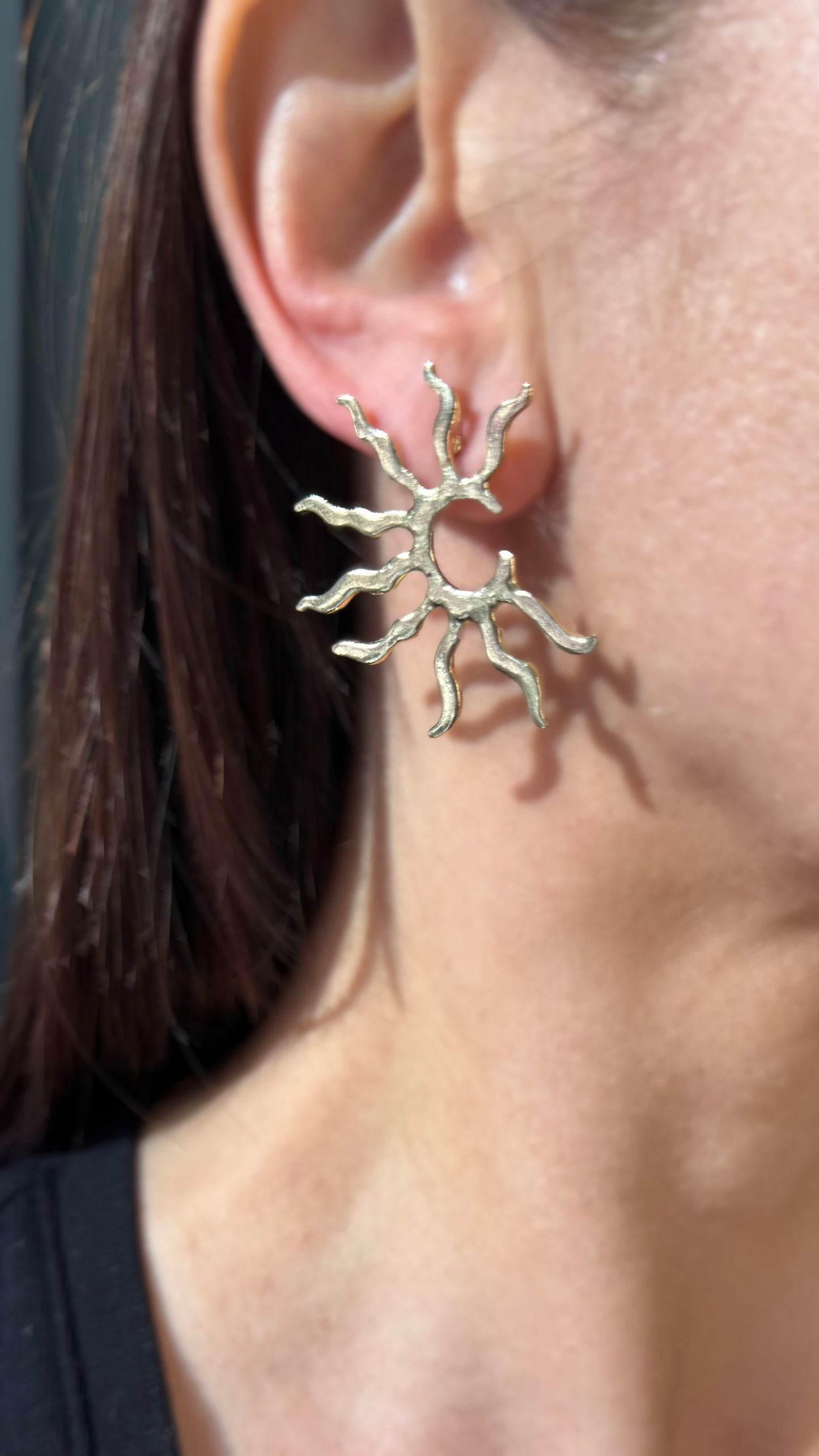 Gold Simple Sun Stud Earrings