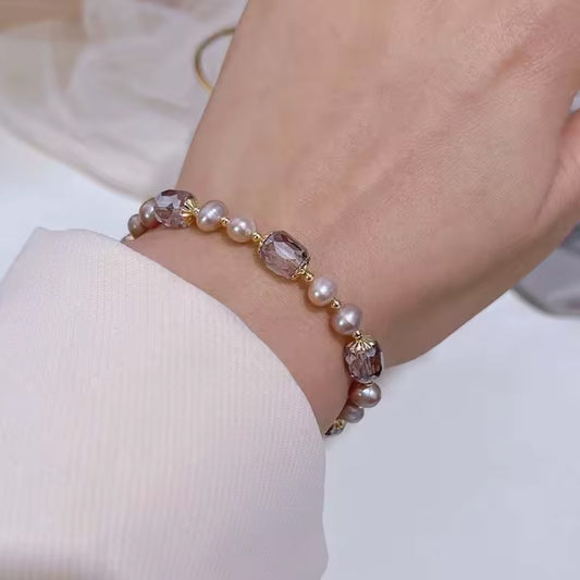 Elegant Handmade Pearl & Crystal Bracelet